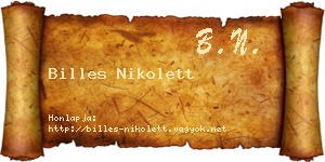 Billes Nikolett névjegykártya